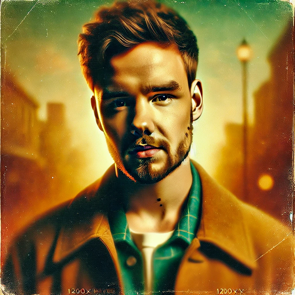 Portrait of Liam Payne, former One Direction member, wearing stylish casual wear with a calm and reflective expression, symbolizing his journey through fame and personal challenges.